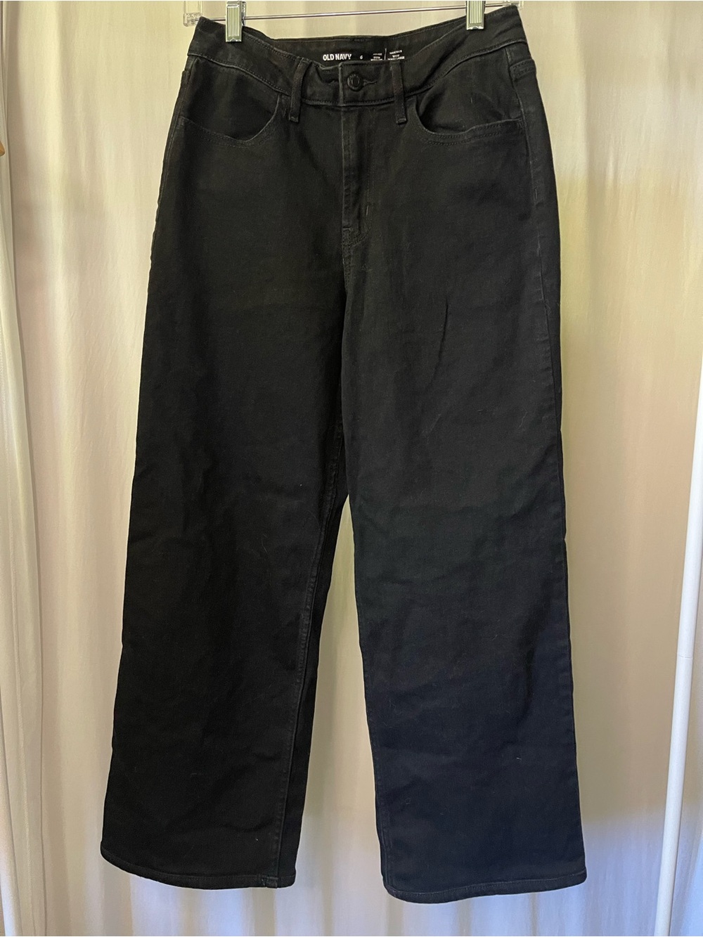 Old Navy High Rise Wow Wide Leg Black Denim Jeans Ankle Length Womens Size 6